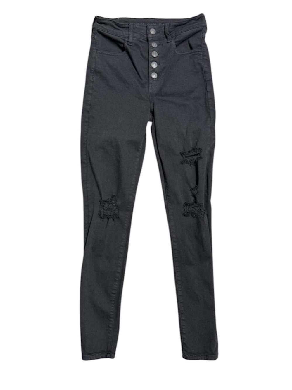 American Eagle Outfitters Black Skinny High-Rise Distressed stretchy Jeans